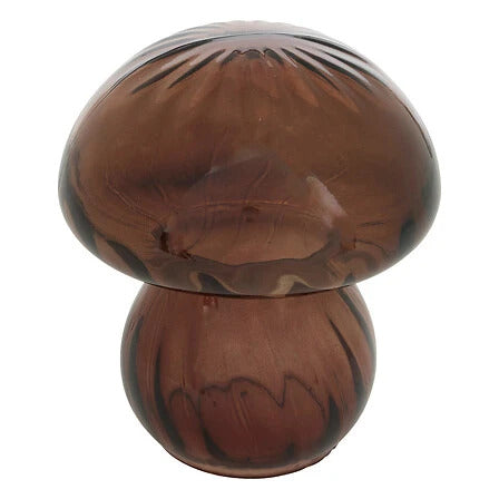 Déco à poser champignon en verre taupe H16