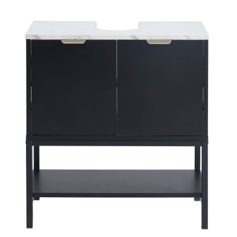 Meuble sous-vasque en bois et métal noir 2 portes 60x30