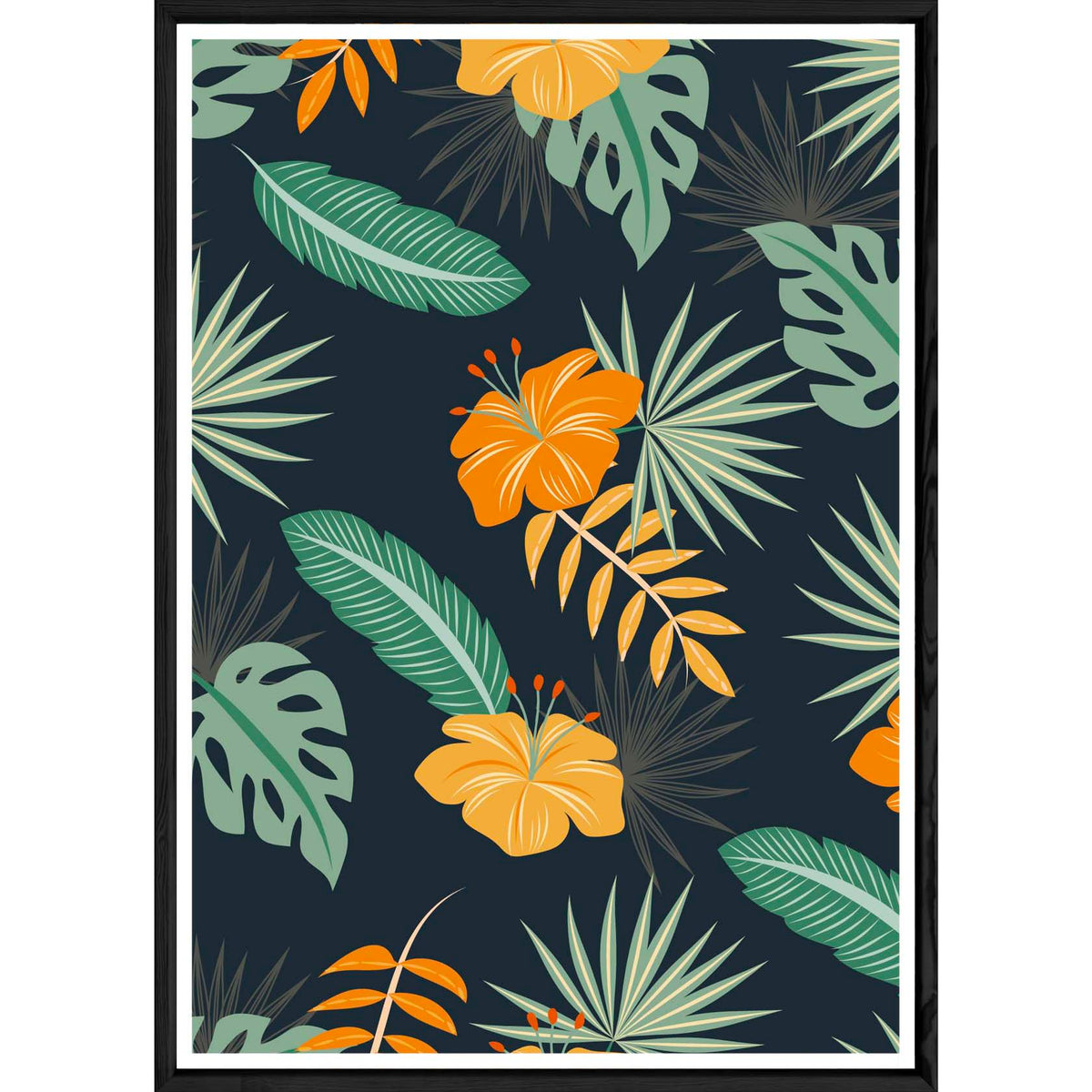 Tableau plante verte avec cadre noir POP – Taille 23x32