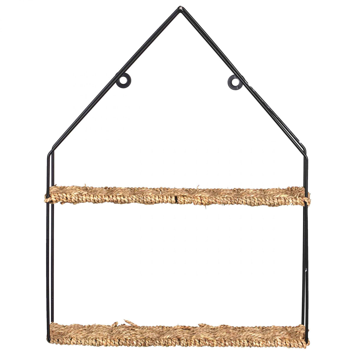 Etagère murale en métal et cannage H45