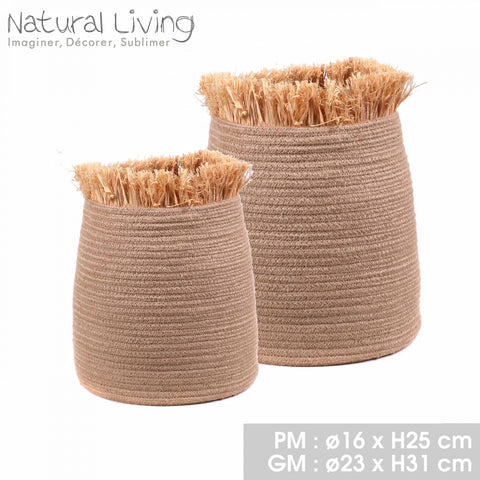 Lot de 3 paniers noirs en jonc D38