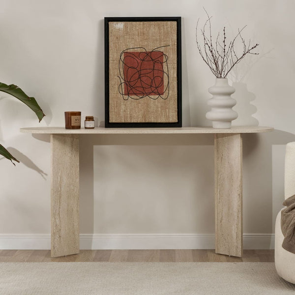 Console en bois effet travertin 150 x 35
