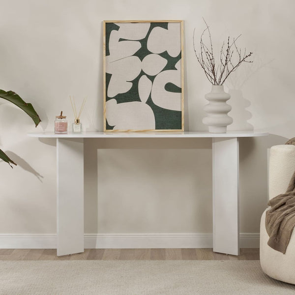 Console en bois blanc 150 x 35