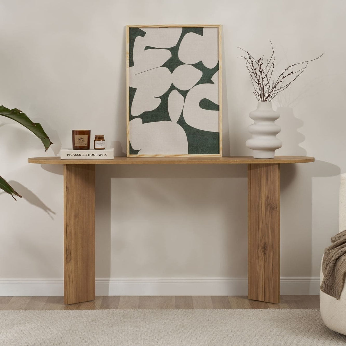 Console en bois clair 150 x 35