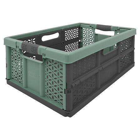 Caisse de rangement pliable verte de 32 litres en plastique PP
