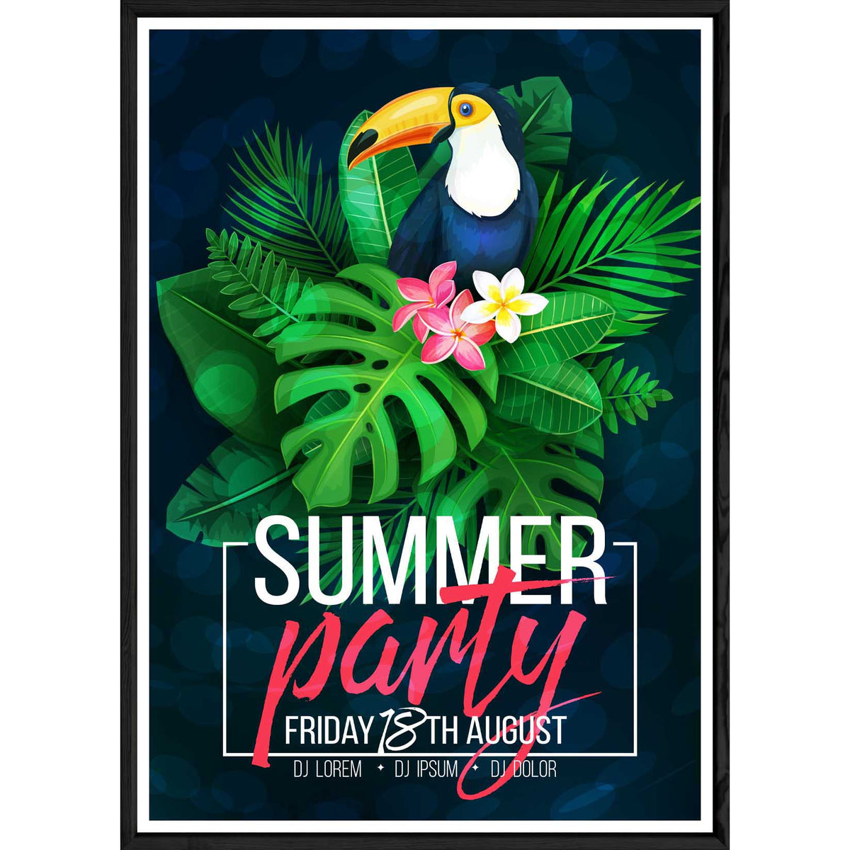 Tableau Summer avec cadre noir POP – Taille 32x42