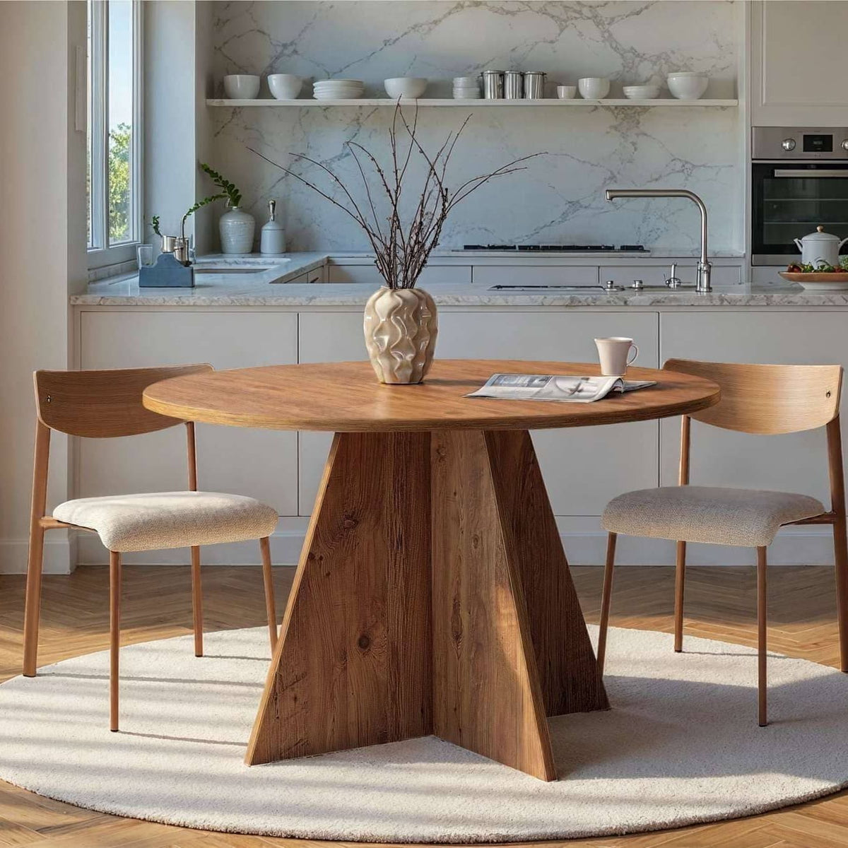 Table de salle à manger rond D120 bois clair