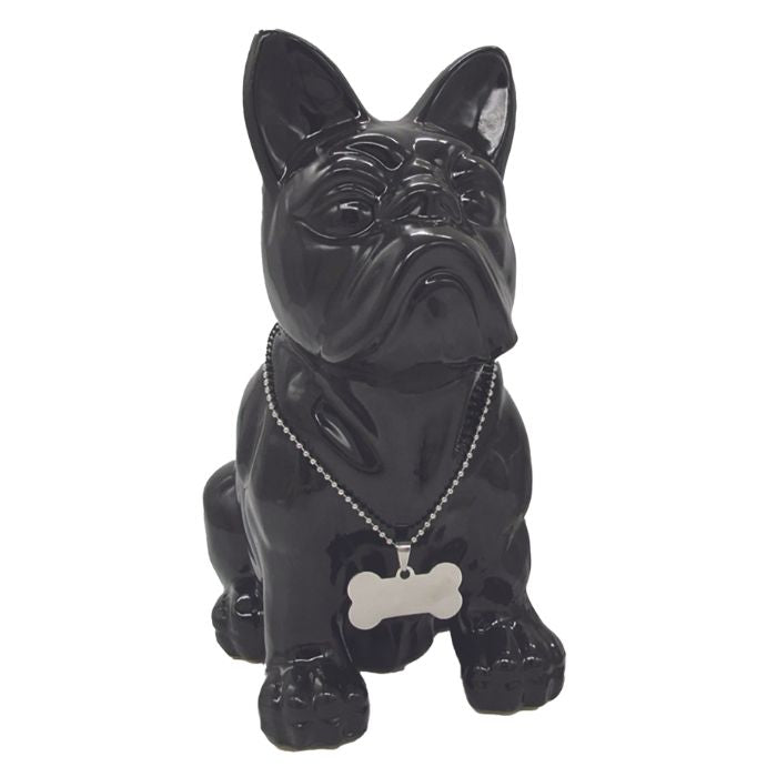 Bulldog noir en céramique H25