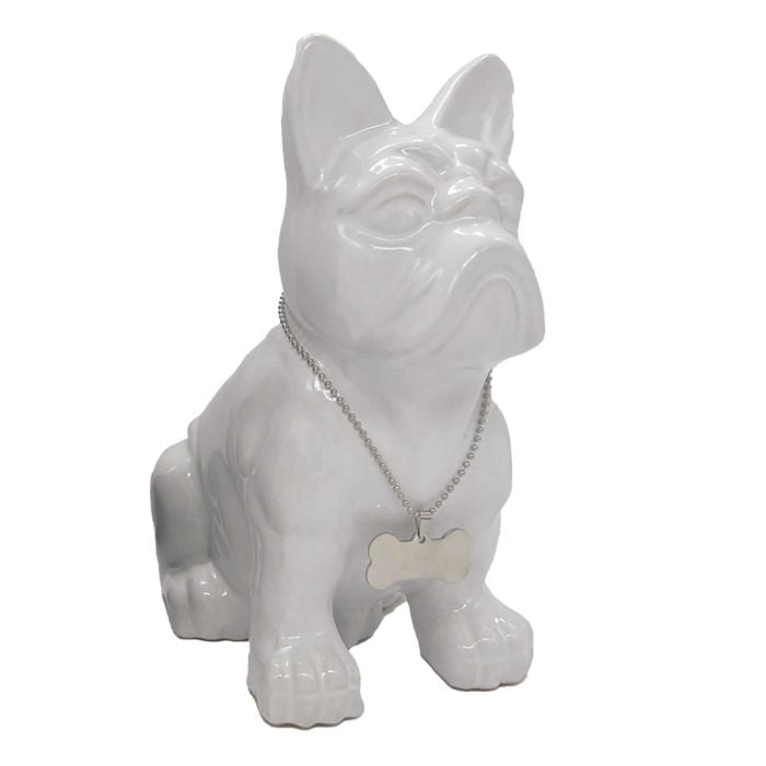 Bulldog blanc en céramique H25