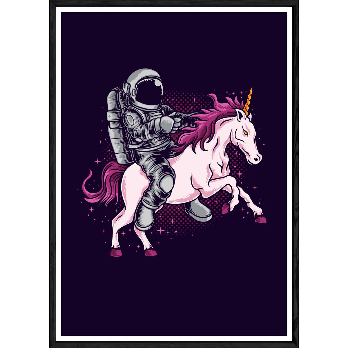 Tableau astronaute avec cadre noir POP – Taille 23x32