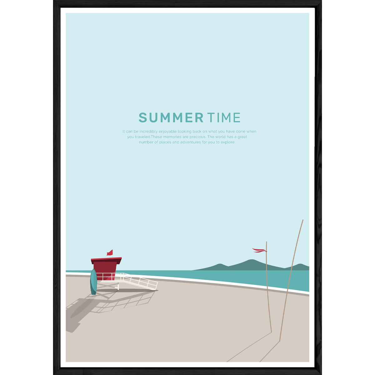 Tableau Summer avec cadre noir POP – Taille 23x32