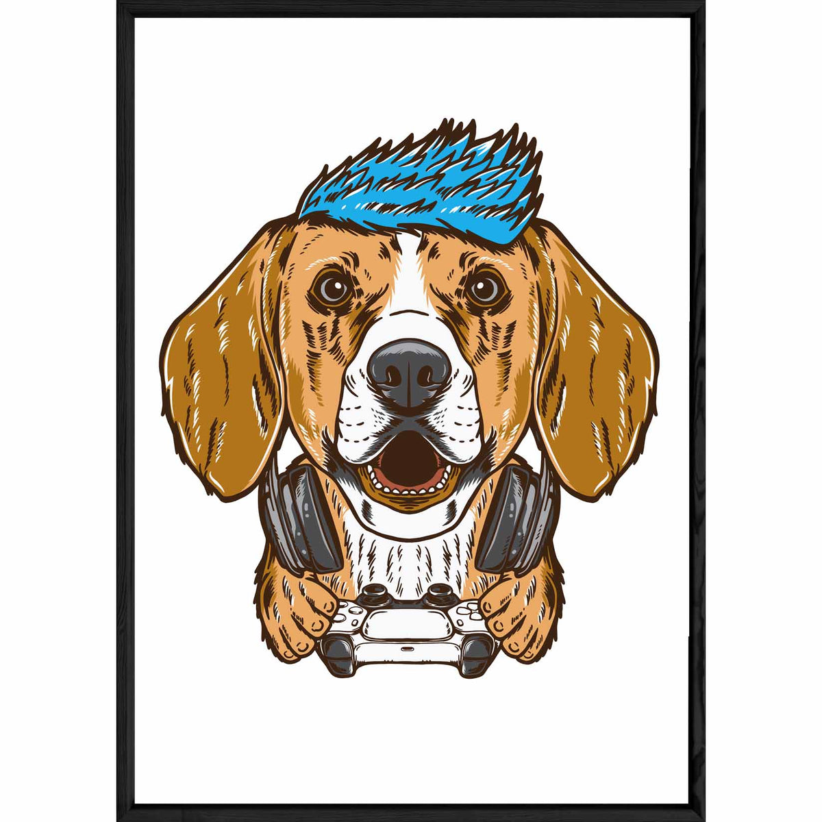 Tableau Animal avec cadre noir POP – Taille 23x32