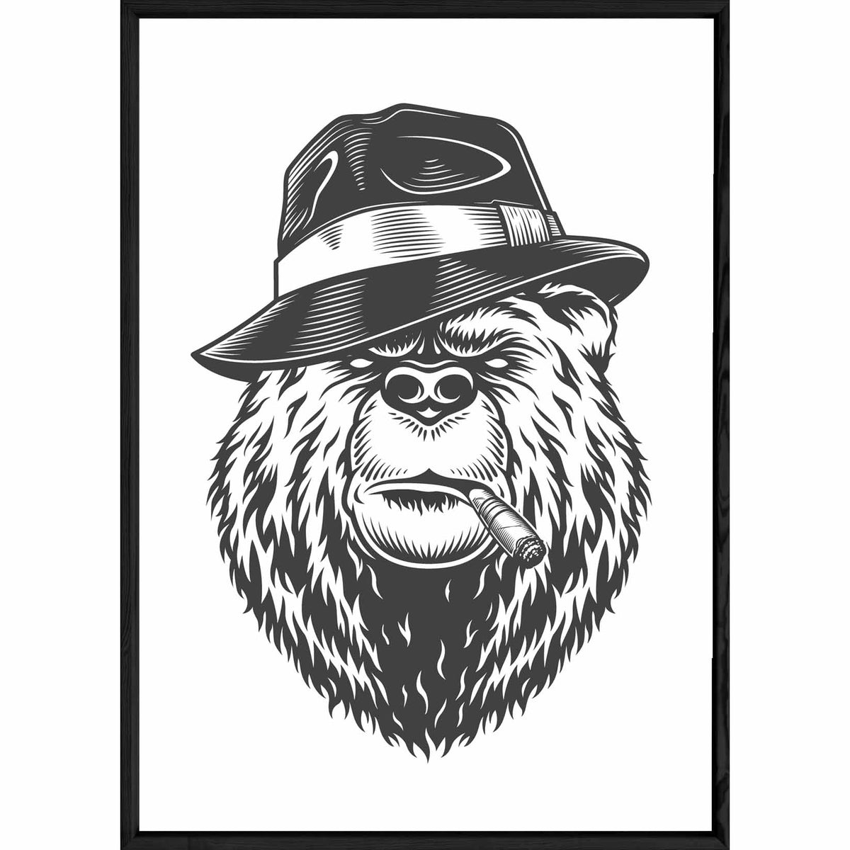 Tableau Animal avec cadre noir POP – Taille 32x42