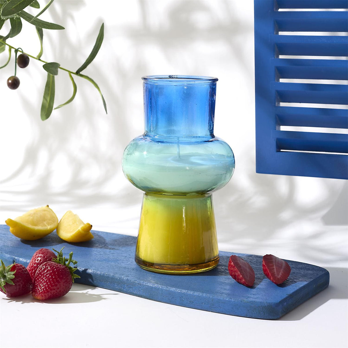 Vase bougie coloré en verre H18