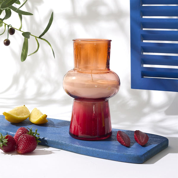 Vase bougie coloré en verre H18