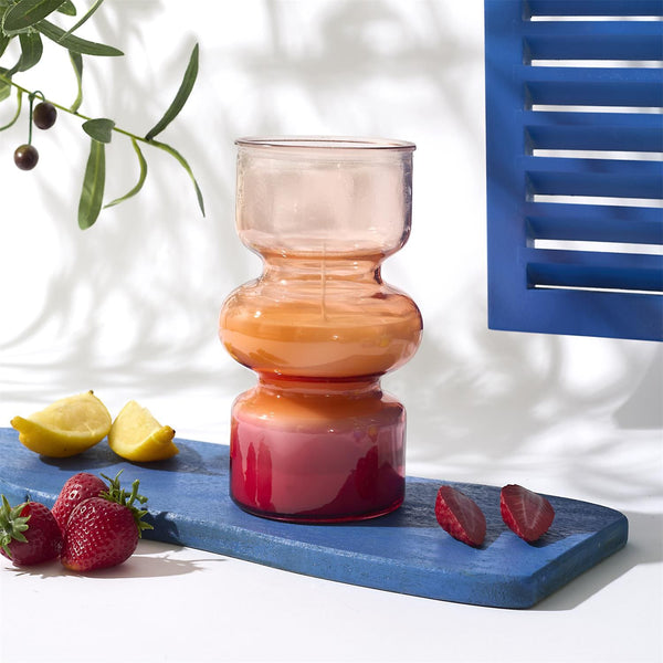 Vase bougie coloré en verre H18
