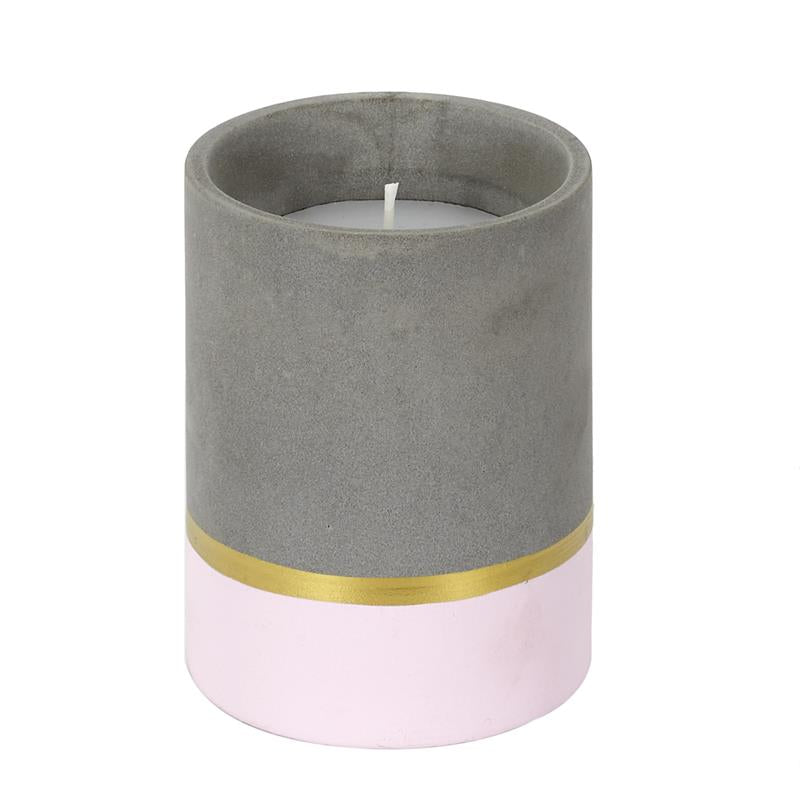 Bougie ciment rose dorée H10