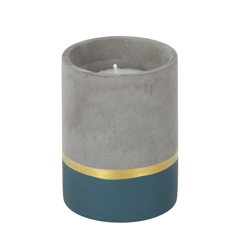 Bougie ciment bleue dorée H10