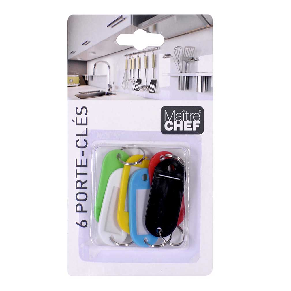 Lot de 6 porte clefs avec étiquettes pour vos clés d'appartement