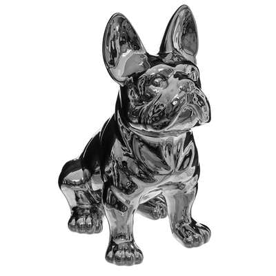 Bulldog argent en grès H22