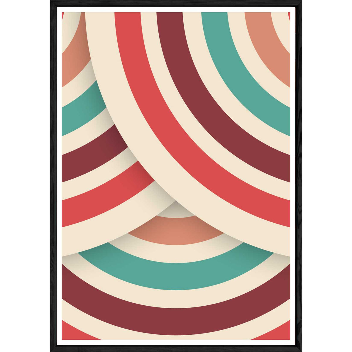 Tableau Retro circle avec cadre noir POP – Taille 32x42