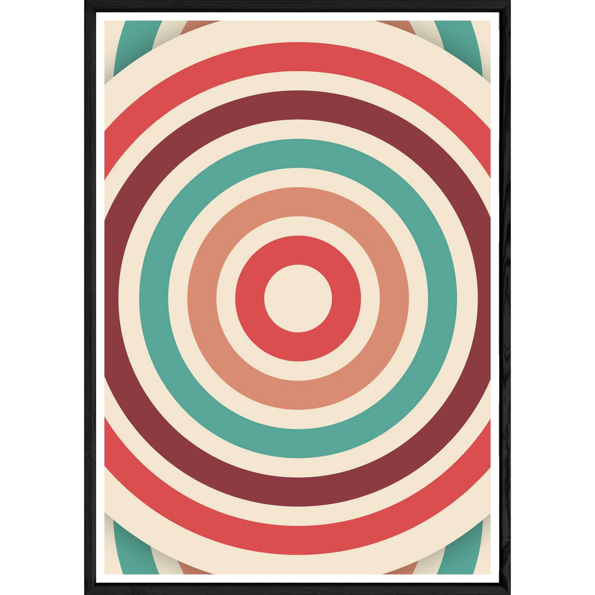 Tableau Retro circle avec cadre noir POP – Taille 23x32