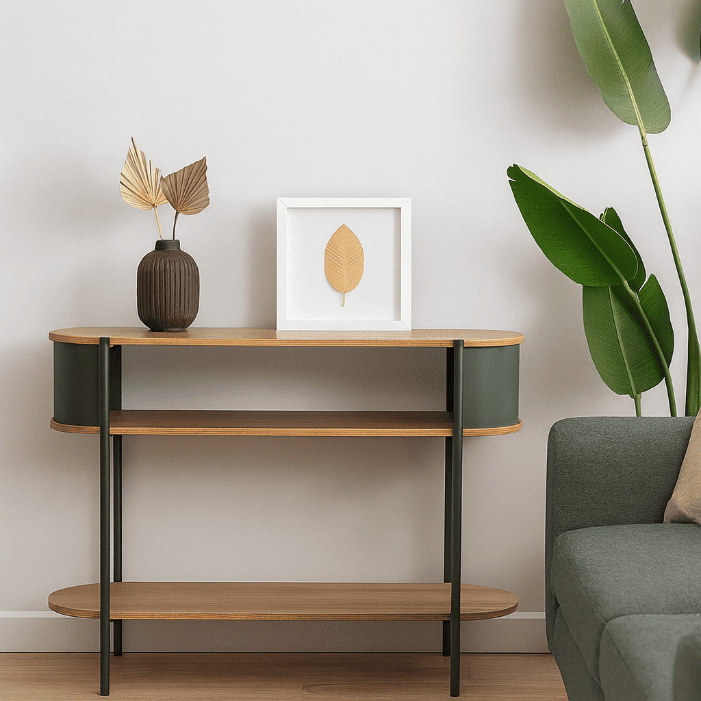 Console Haute 2 niveaux Décor Chêne