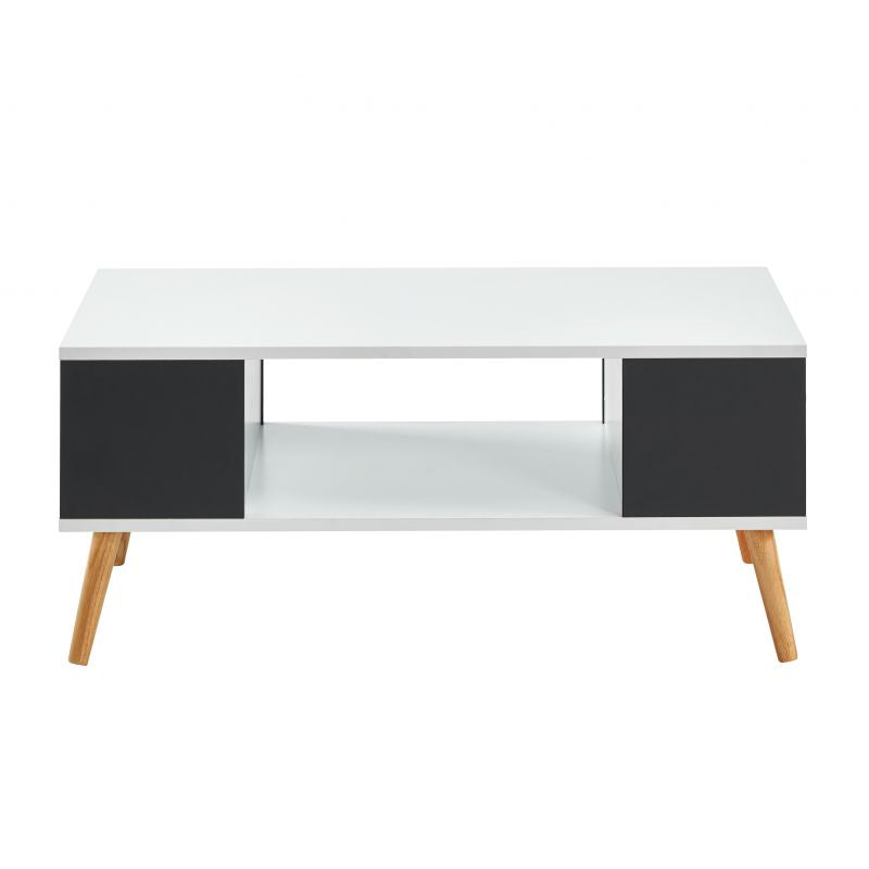 Table basse blanche et grise 2 niches 90x45
