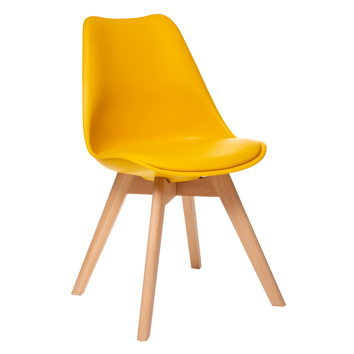 Chaise moutarde pied bois