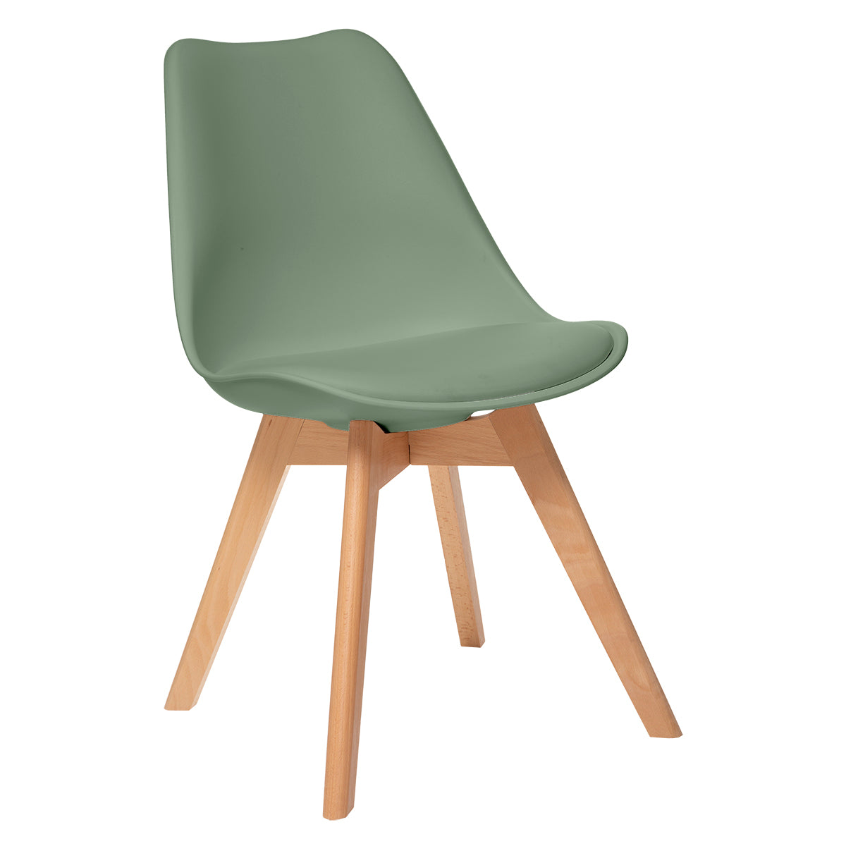 Chaise verte pieds bois
