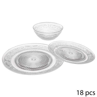 Lot de 18 assiettes en verre (visuel aléatoire)