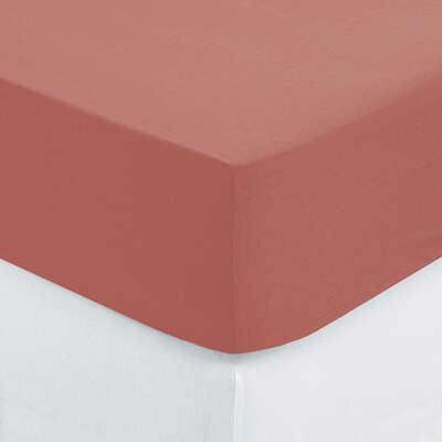 Draps housse terracotta 90x190