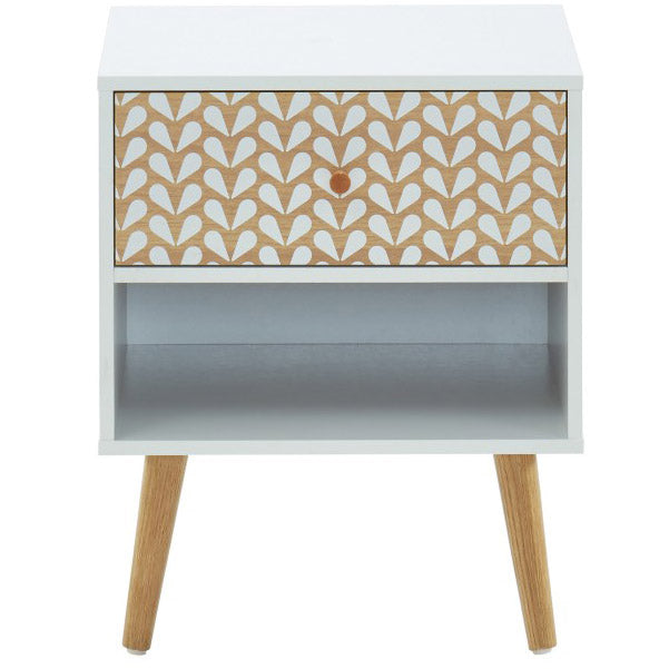 Table de chevet blanche et effet chêne 40cm