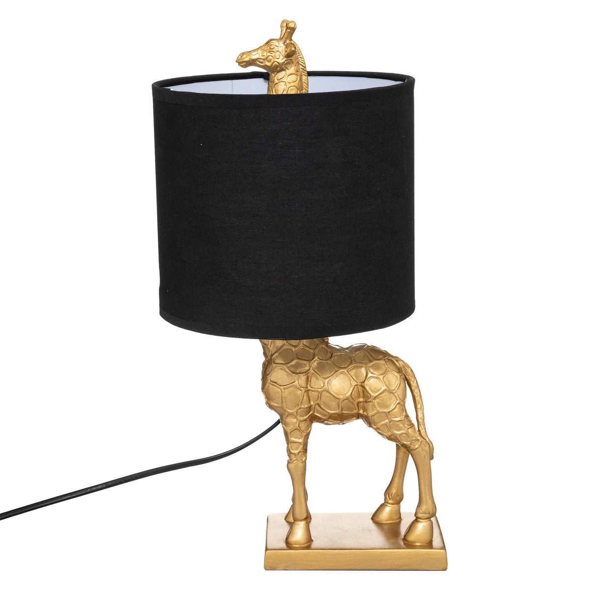 Lampe girafe dorée abat-jour noir H42
