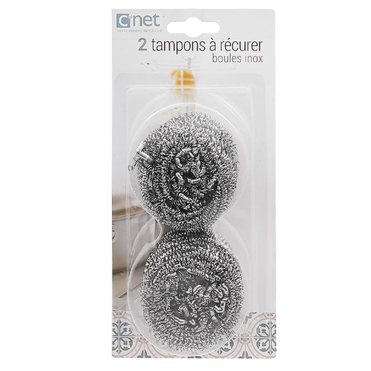 Lot de 2 tampons à récurer en inox