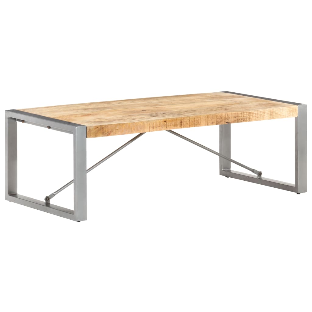Table basse en manguier massif 120x60 pied métal