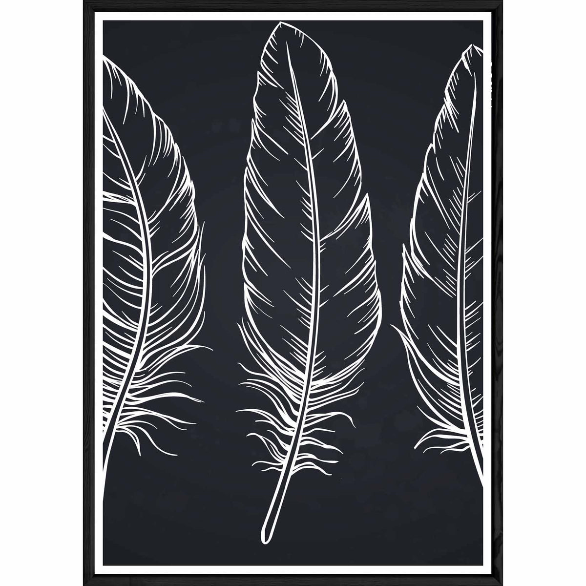 Tableau Feuille avec cadre noir POP – Taille 32x42