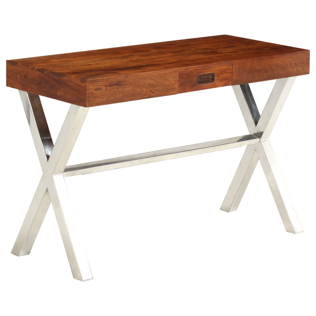 Bureau en acacia massif 110x50 pied métal