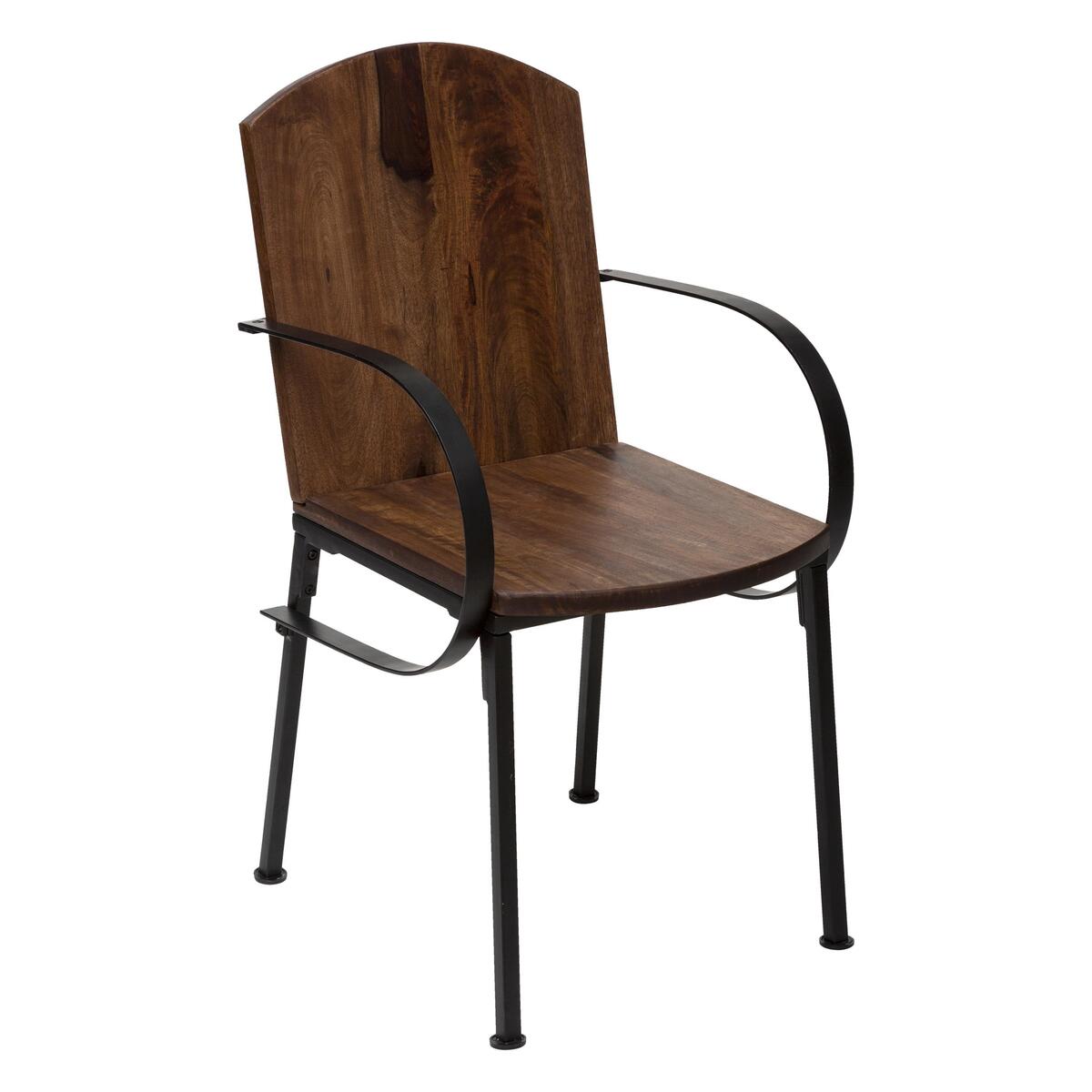 Chaise marron en manguier et métal