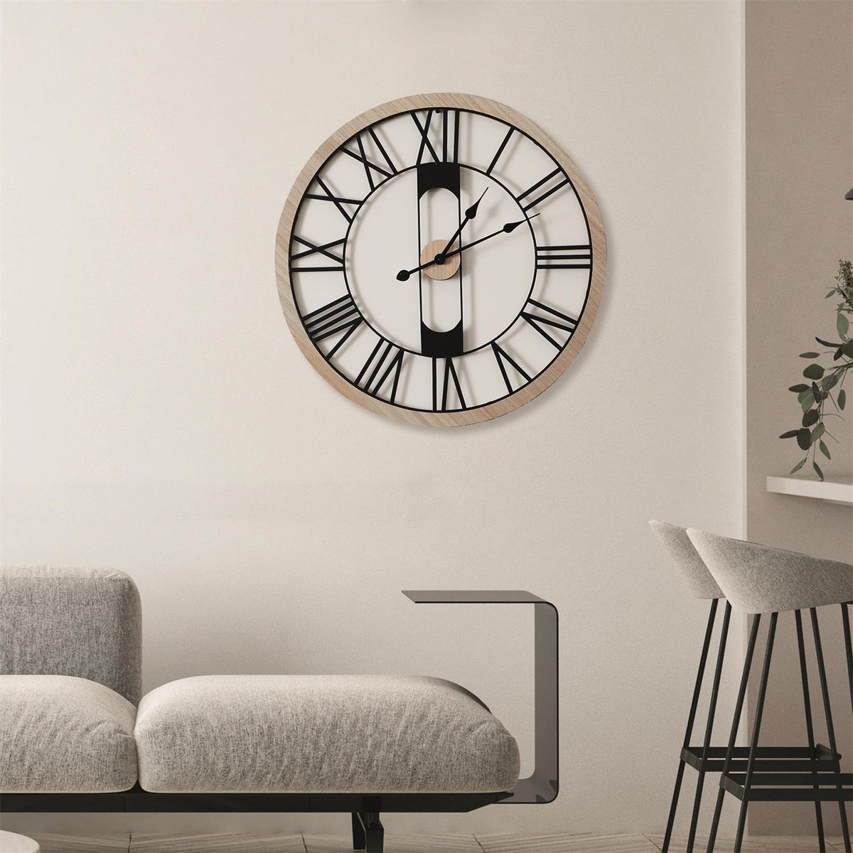 Horloge en bois et métal D70