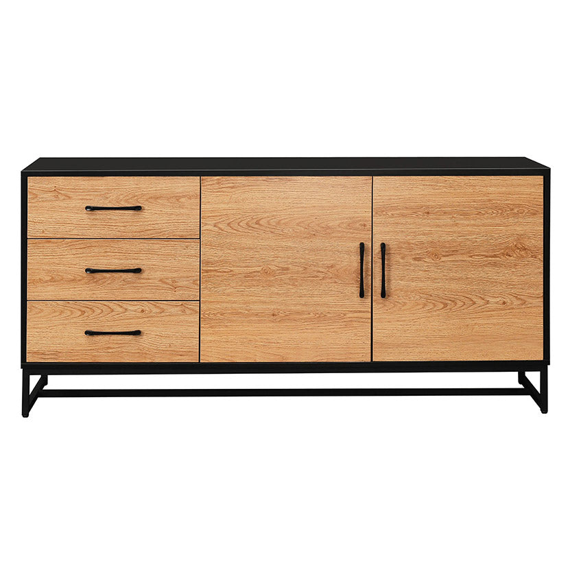 Buffet noir en bois 3 tiroirs + 2 portes