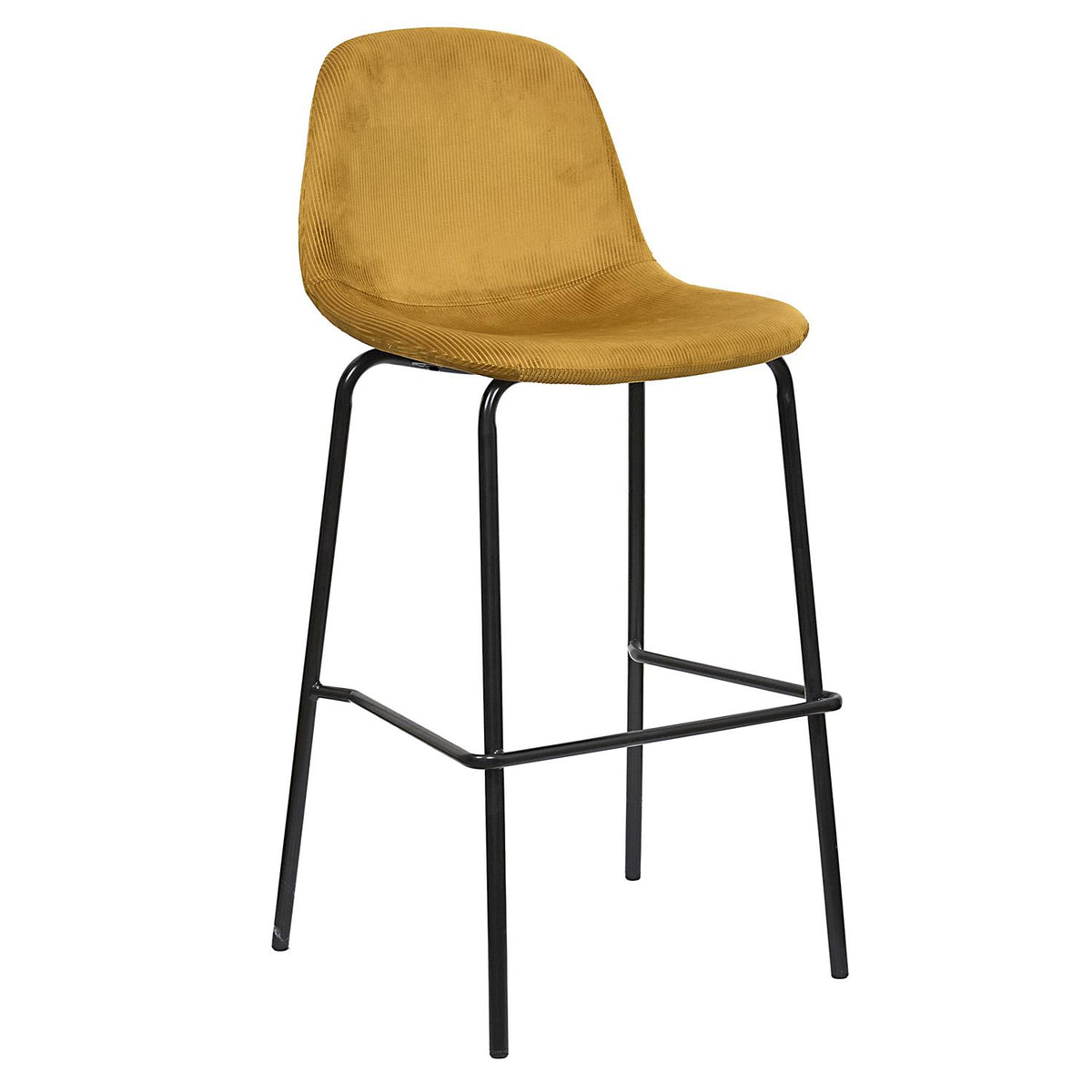 Tabouret en velours côtelé ocre