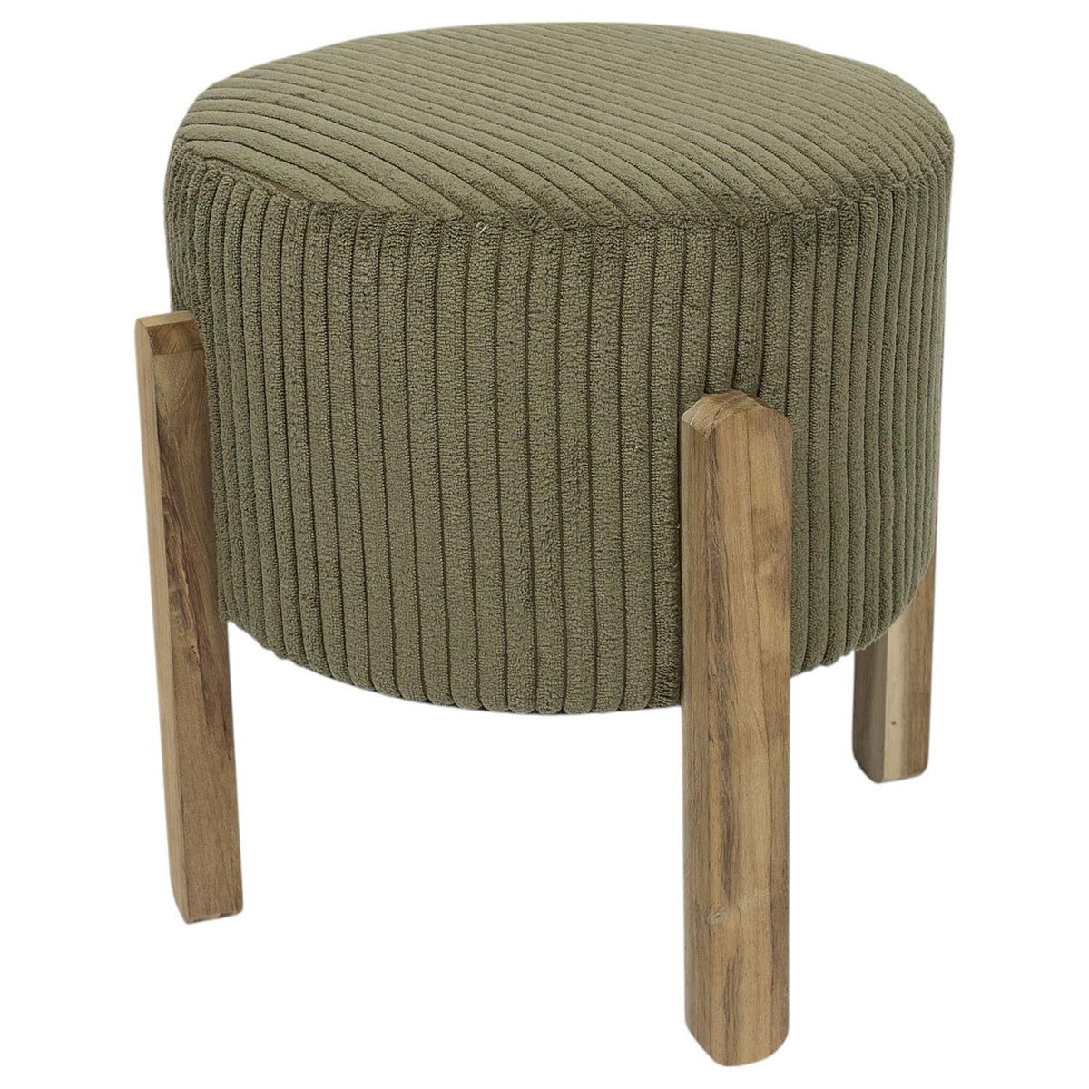 Tabouret en velours côtelé vert olive