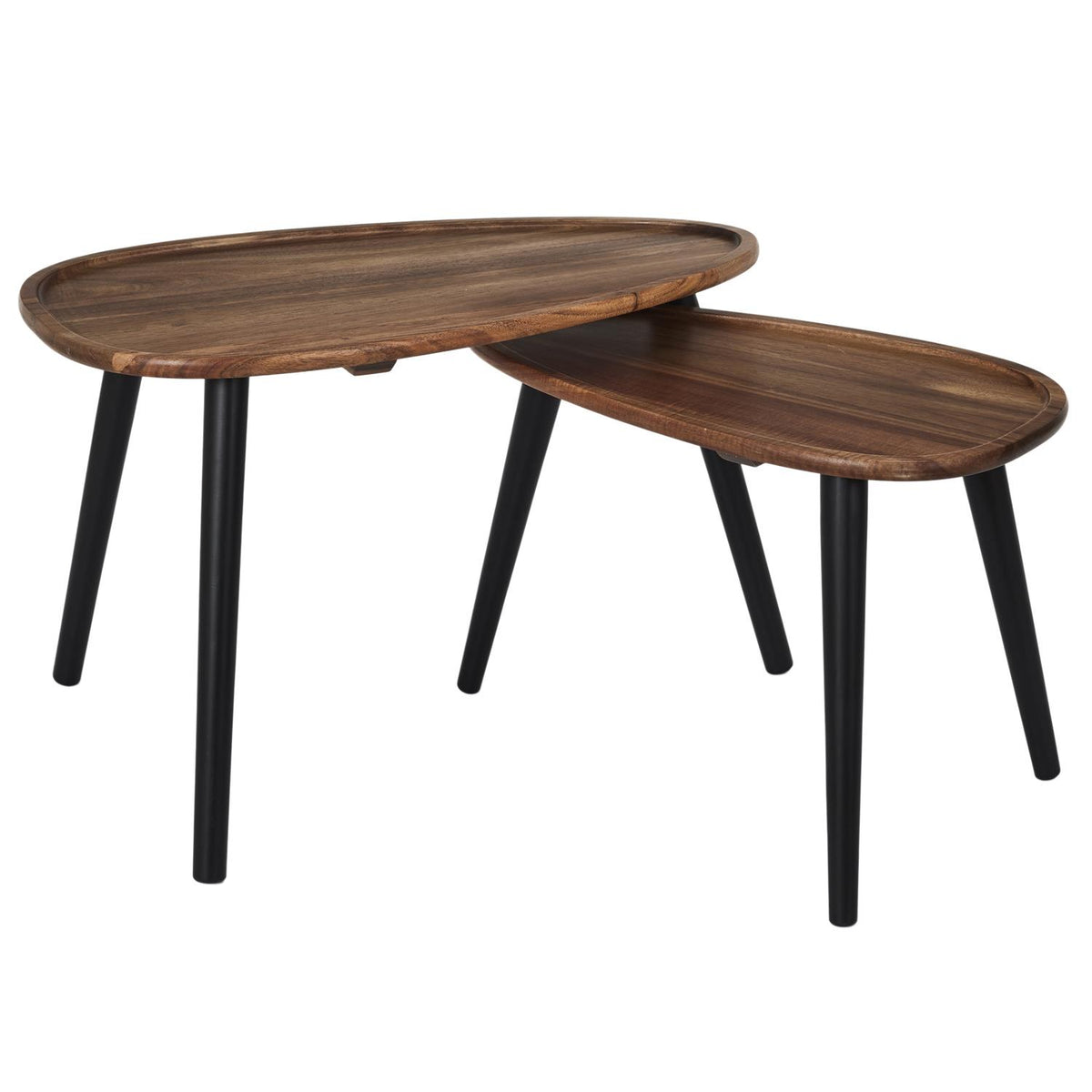 Lot de 2 tables basses en manguier massif