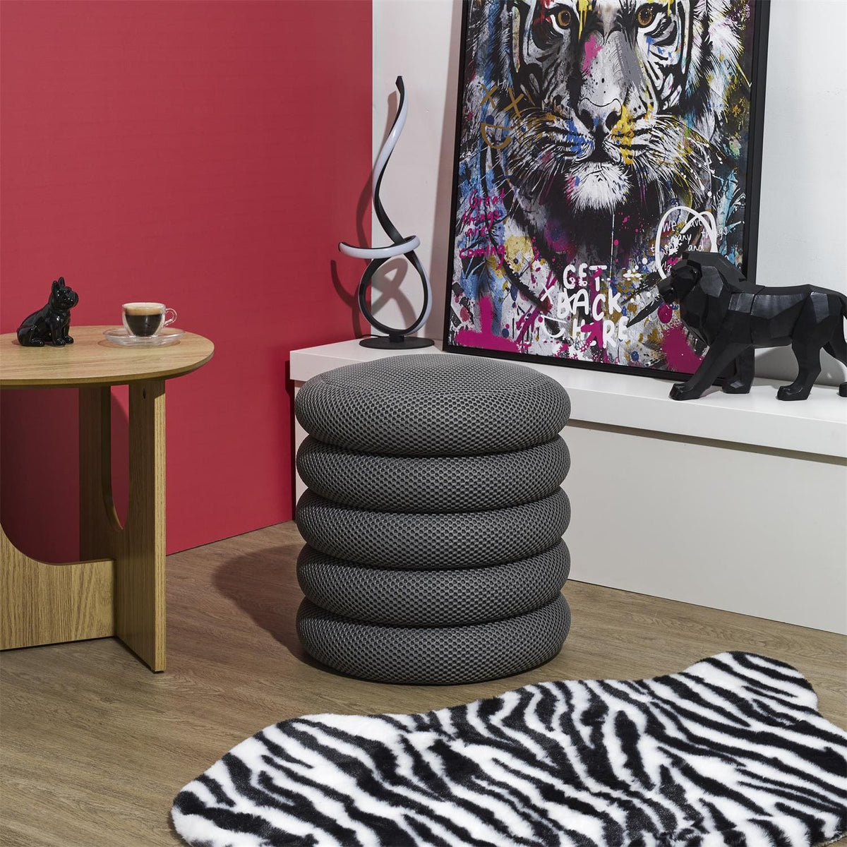 Pouf en tissus gris