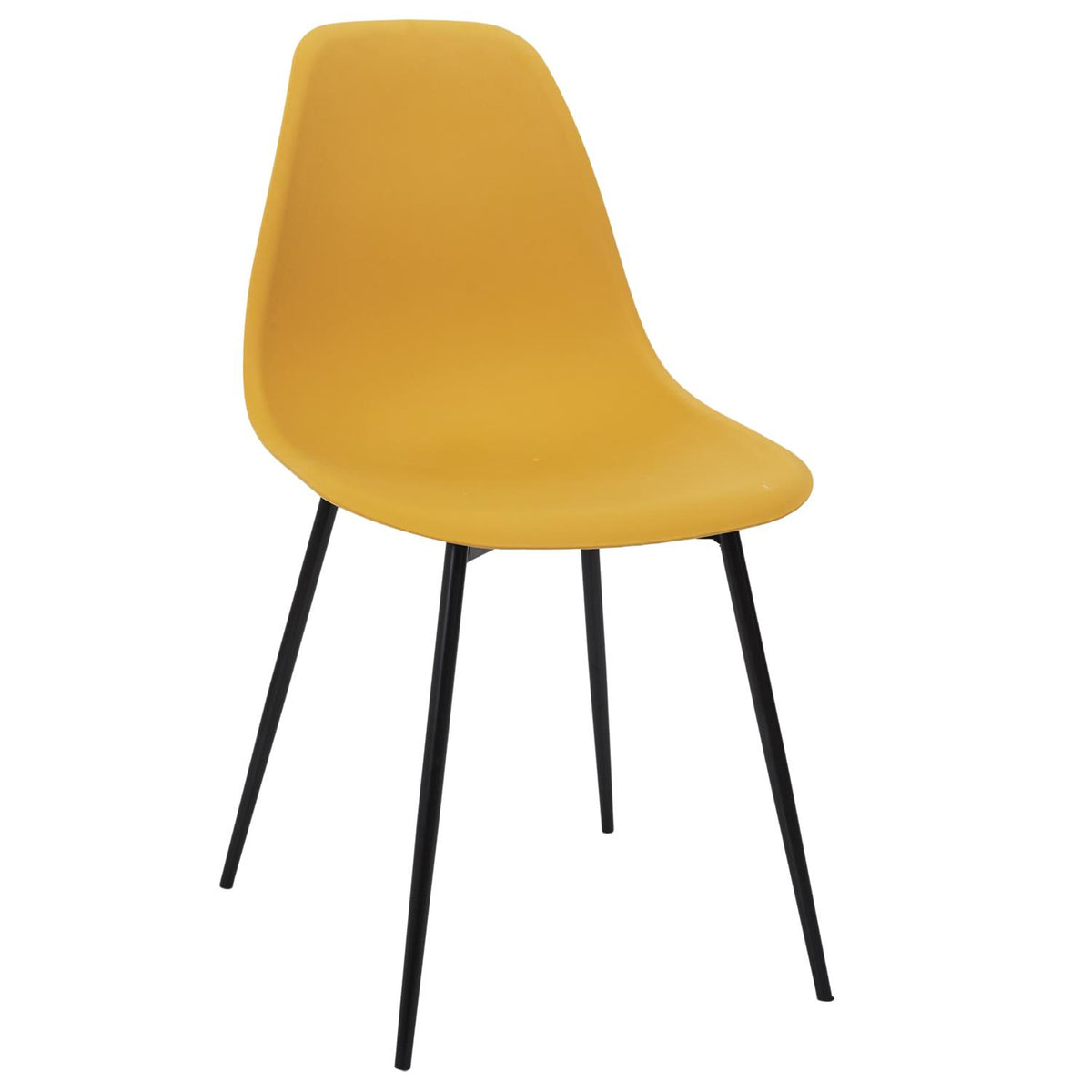 Chaise ocre pied métal noir