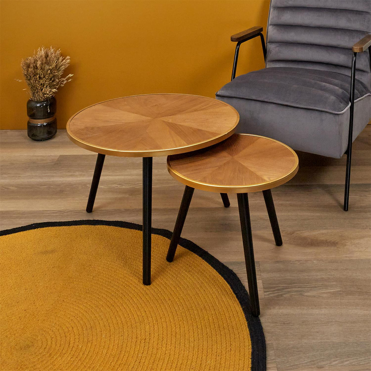 Lot de 2 tables basses en bois et métal D60