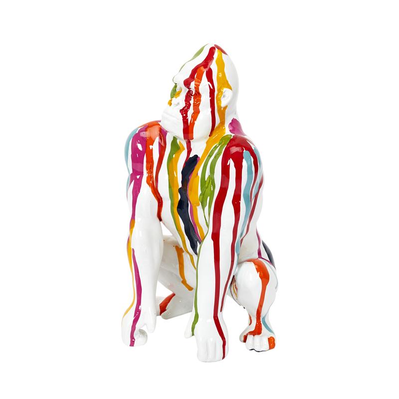 Statue gorille en résine multicolore H24