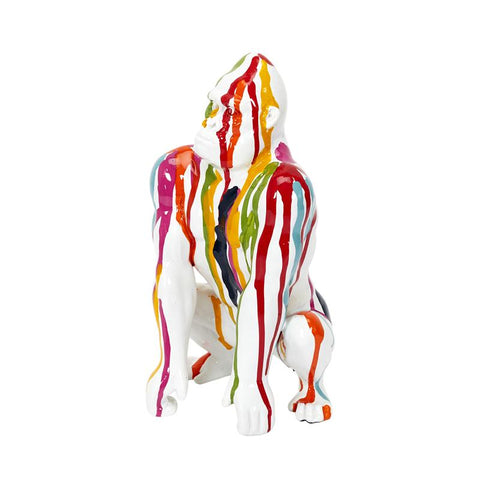 Statue gorille en résine multicolore H24