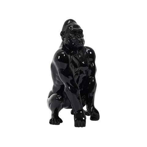 Statue gorille en résine noire H24